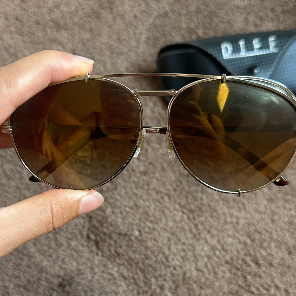Diff Eyewear Gold and Brown Sunglasses